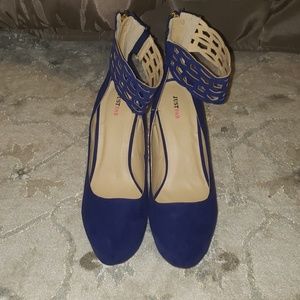 Blue Suede Platform Heel